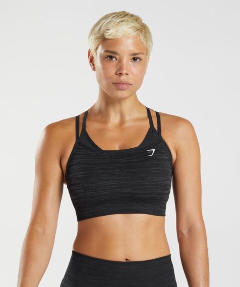 Women's Gymshark Adapt Marl Seamless Sports Bra Black | NZ 8TIJOC